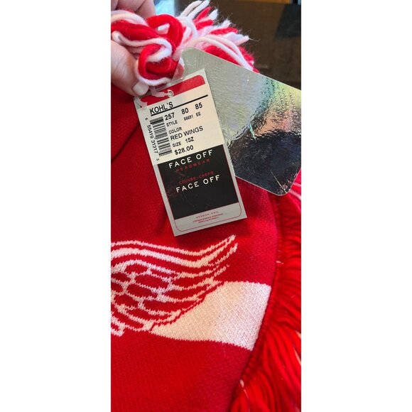 Vtg Detroit Red Wings Hockey Mohawk Hat White Red Reebok Face Off Headwear NHL - Picture 6 of 10